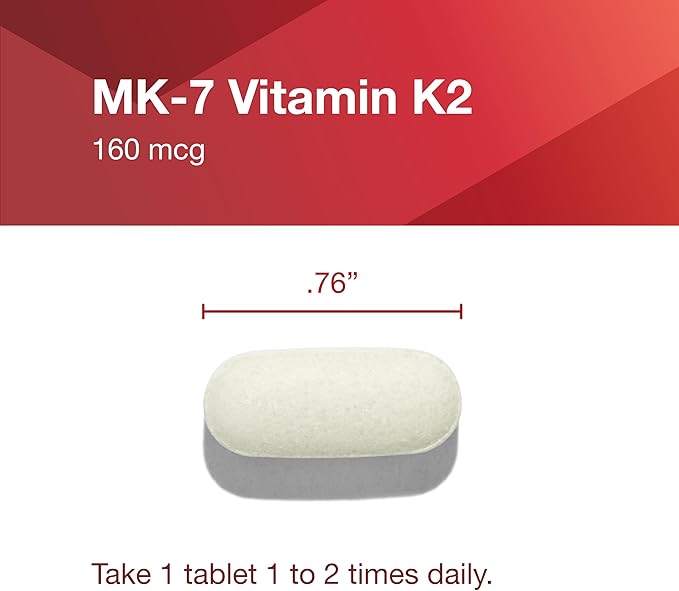 PROTOCOL FOR LIFE BALANCE MK-7 Vitamin K2 160mcg - VIT K Supplement - MK-7 Vitamin K2 Life Balance - Support Bone Health &amp Vascular Elasticity - Non-GMO &amp Vegan - 60 Tablets