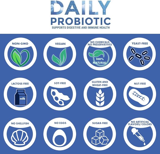 Daily Probiotic - 6 Billion CFU - Supports Digestive Health -15x More Effective Than Regular Capsules - Relieves Gas Bloated Stomach &amp Acid Reflux (60 Count)