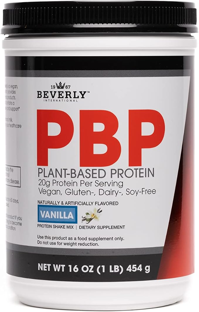 Beverly International PBP Plant Based Protein. Vegan Gluten Dairy Soy-Free. Great Vanilla Taste Smooth Easy to Digest 21g Protein per Serving (15 Servings) 1lb. Complete Amino Acid Profile.
