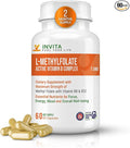 INVITA L-Methylfolate 7.5mg + Active Vitamin B Complex – 60 Capsules - 5-MTHF Supplement with Vitamin B6 &amp B12 Methylcobalamin for Mood Energy and Heart – Non-GMO Gluten Free 2-Month Supply