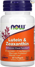 Now Supplements Lutein &amp Zeaxanthin with 25 mg Lutein and 5 mg Zeaxanthin 60 Softgels (2 Pack)