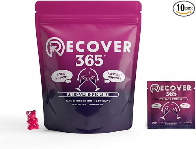 Gummies for Alcohol Metabolism &amp Liver Support - Post Drinking Relief Formula for Better Morning Recovery - B12 + Milk Thistle + DHM + Electrolytes - Vegan 10 Counts Packs of 2