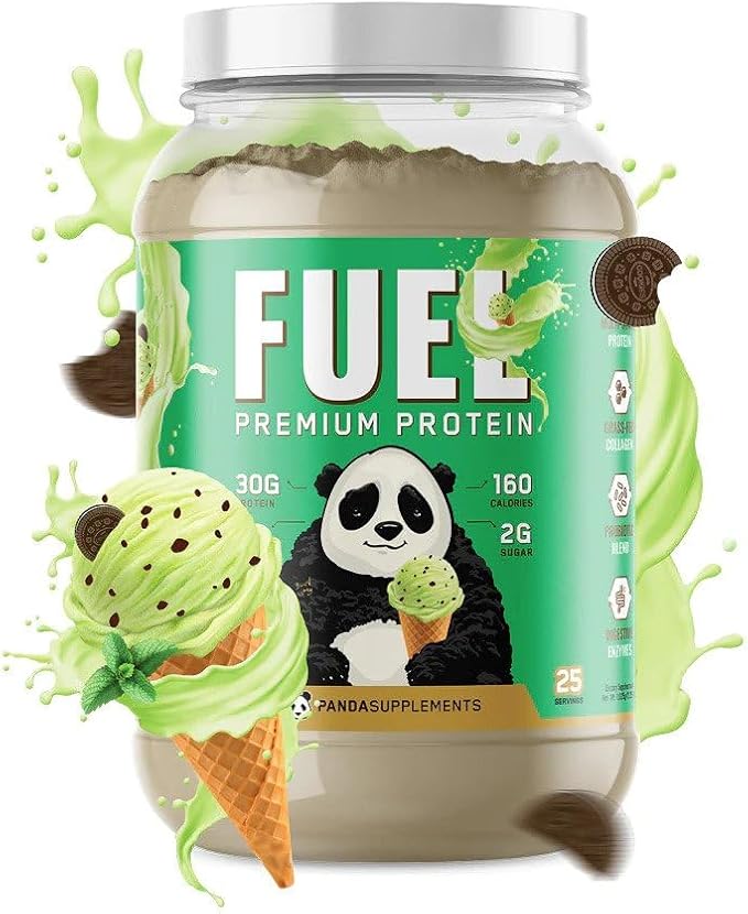 Underground Bio Labs Panda Fuel Premium Protein WheyHydrolyzed CollagenCaseinProbiotics Enzymes Keto FriendlyTime Release 25 Servings (2.5 Pound Mint Chocolate Ice Cream)
