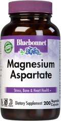 Bluebonnet Nutrition Magnesium 400 mg Chelated Magnesium Aspartate Daily Mineral Heart &amp Bone Support* Supplement for Men &amp Women Vegan Non-GMO - 200 Vegetable Capsules