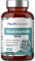 B-3 Nicotinamide 500 mg 100 Vcaps - Nicotinic Amide Niacin Natural Flush-Free Vitamin Formula - Supports Skin Cell Health