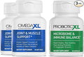 OmegaXL Powerful Joint and Muscle Support Supplement 60 Count (2 Pack) &amp Probiotic XL - PreforPro DE111 Shelf Stable - Promote Healthy Gut Flora Growth (30 Veggie caps)