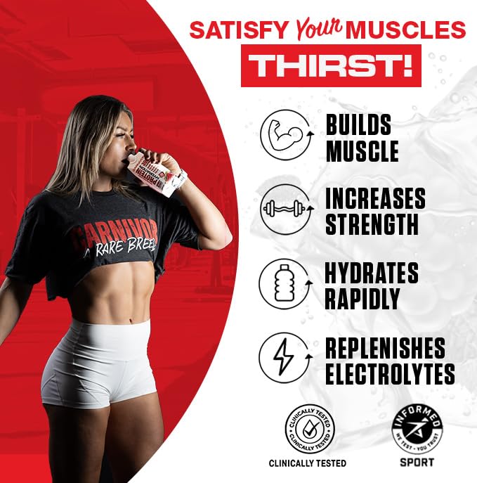 MuscleMeds Carnivor Protein Hydration RTD Ready to Drink Lactose Free Sugar Free 30g Isolate Protein Halal Certified Berry Blast 16.9 Fl Oz (Pack of 12)
