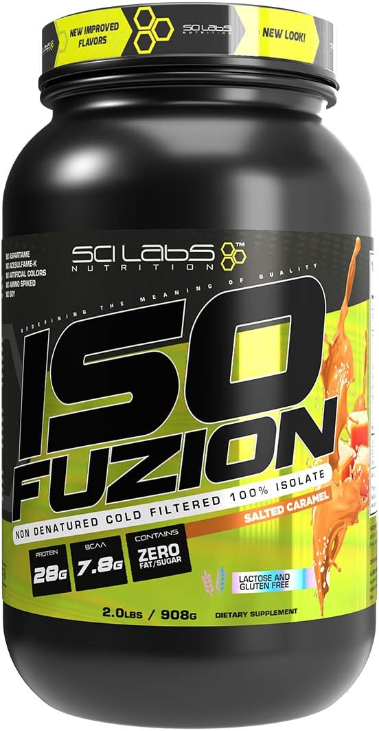 Iso Fuzion 100% Whey Isolate 28g Non Denatured Protein Powder Salted Caramel Flavor 2lb