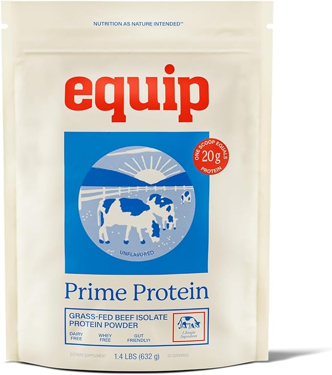Equip Foods Chocolate Prime Protein Powder - Unflavored (x2) &amp Vanilla (x2) - Grass-Fed Isolate Beef Protein Powder - Paleo and Gluten Free - Helps Build and Repair Tissue