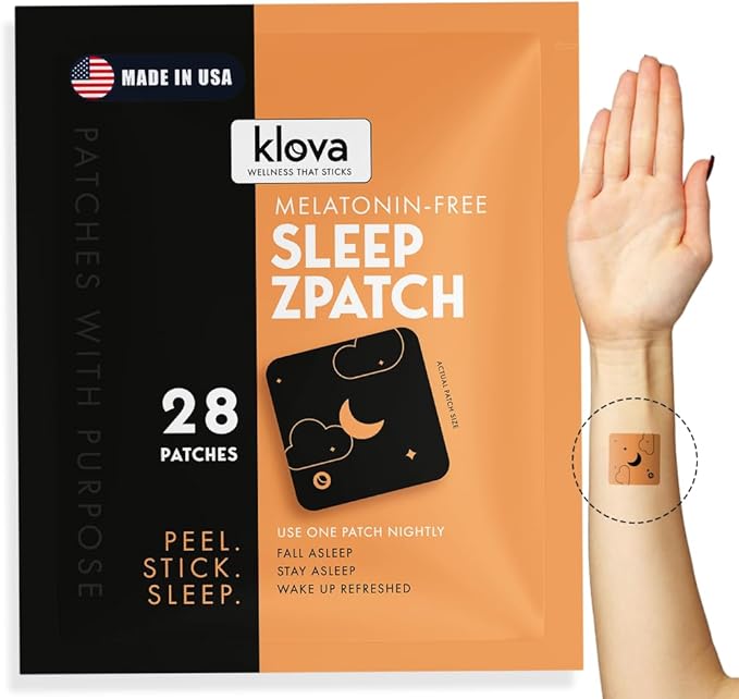 Klova Melatonin-Free Sleep Patches for Adults | Natural Sleep Aid with Ashwagandha Valerian GABA &amp L-Theanine | Fall Asleep Faster Stay Asleep Longer &amp Wake Refreshed | 28 Patches