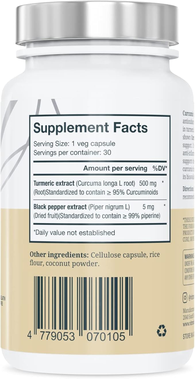 Vitruvin Beauty + Comfort Pack COQ10 200mg + Trans- Resveratrol 500mg + Curcumin 500mg Vegan Non-GMO Gluten-Free Gelatin-Free. Healthy Skin Hear Joints and Brain