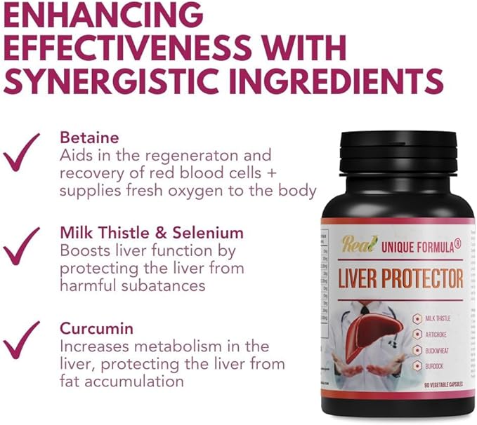 Liver Support Supplement Herbal Liver Detox with Milk Thistle Artichoke Leaf Buckwheat Sprouted Methionine Curcumin Betaine Plant-Based (90 Capsules)