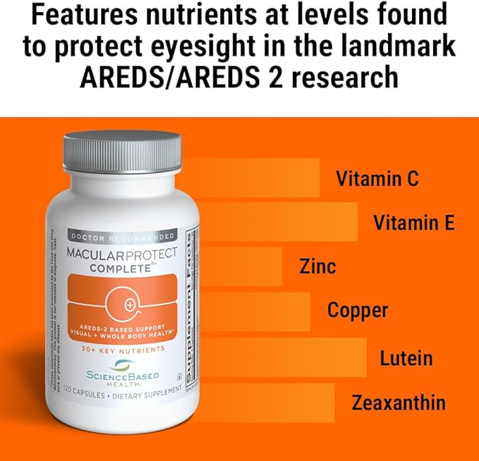 ScienceBased Health MacularProtect Complete – AREDS 2 Eye Health Supplement &amp Daily Multivitamin – 30+ Nutrients with Lutein &amp Zeaxanthin – Supports Vision &amp Whole Body Health – 120 Capsul