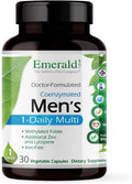EMERALD LABS Men's 1 Daily Multi - Additive-Free Men's Multivitamin - Includes Lycopene Zinc Vitamin D3 &amp More - Supports Bones Prostate &amp Vision* - 30 Vegetable Capsules