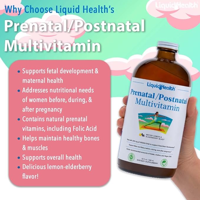 LIQUIDHEALTH Children's Complete Multivitamin &amp Women's Prenatal/Postnatal Liquid Multivitamin for Before During &amp After Pregnancy - Immune Support Health &amp Wellness for Moms &amp Kids