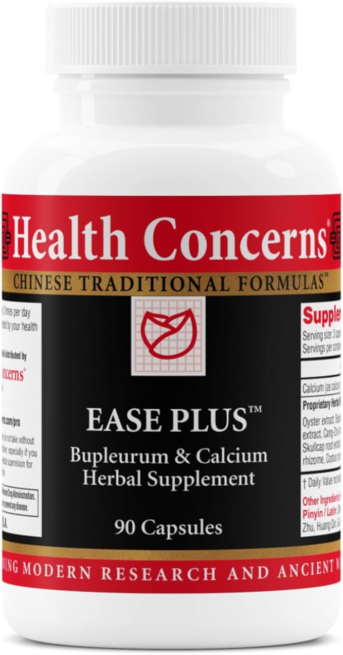 Health Concerns Ease Plus – Mood Balance Stress Support Liver &amp Digestive Harmony – Bupleurum &amp Calcium Herbal Supplement – Chinese Traditional Supplements – 90 Capsules