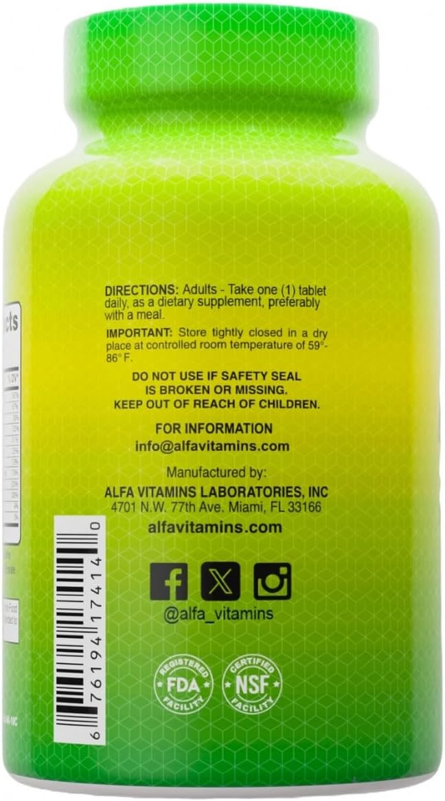 ALFA VITAMINS Multi Daily Vitamins Essential Vitamins to Support The Immune System and Promote a Healthy Lifestyle - 120 Tablets