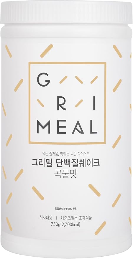 GRIMEAL Meal Replacement Shake ㅣ 12 Flavors for Daily Nutrition ㅣ High Protein Low Sugar Formula ㅣ Plant &amp Whey Protein Blend ㅣ Includes 11 Vitamins &amp Minerals ㅣ Grain Flavor 750g Powder