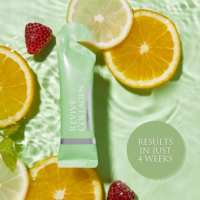 Revive Collagen 2500mg Plant Based Vegan Collagen with Added Vitamin B C D &amp E - Raspberry Flavor (14 Days)