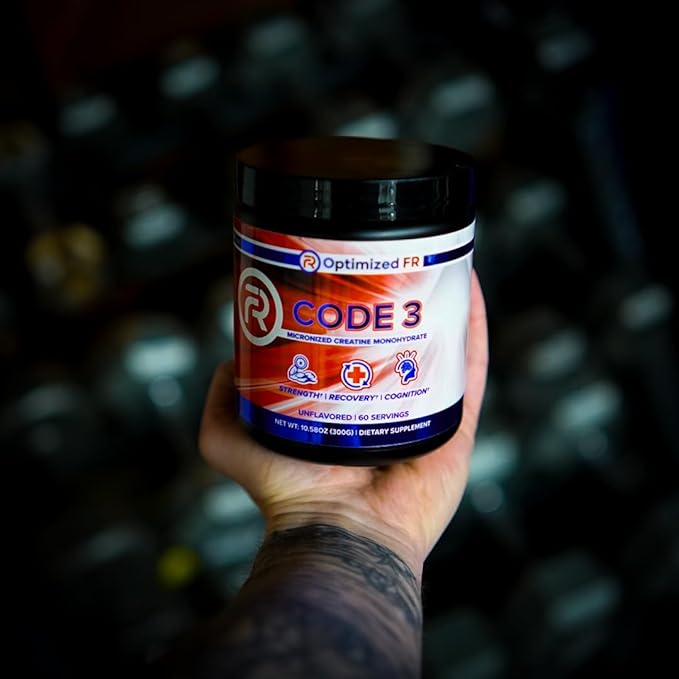 Code 3 Micronized Creatine Monohydrate 5g Per Serving Unflavored 60 Servings (2-Month Supply) for First Responders