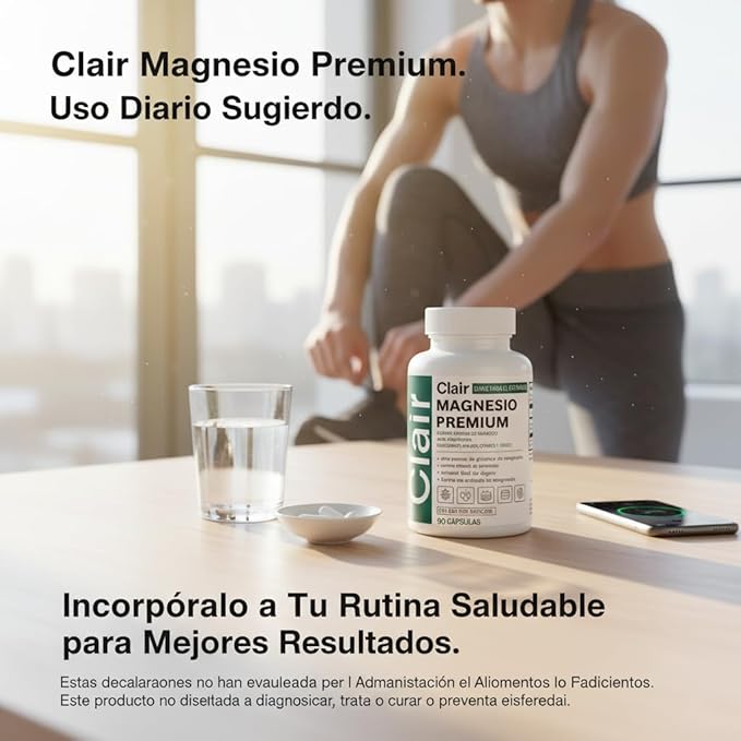 Clair Magnesio PremiumClair MagnesioNon-GMO IngredientsFree from Gluten and Soy. Vegan-Friendly90 Capsules (2pcs)