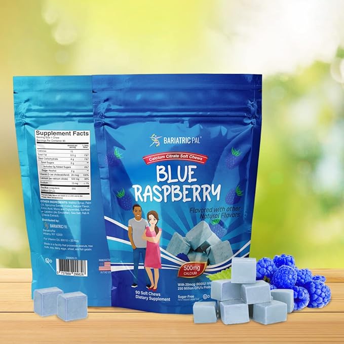 BariatricPal 30-Day Bariatric Vitamin Bundle (Multivitamin ONE 1 per Day! Capsule with 18mg Iron and Calcium Citrate Soft Chews 500mg with Probiotics - Blue Raspberry)