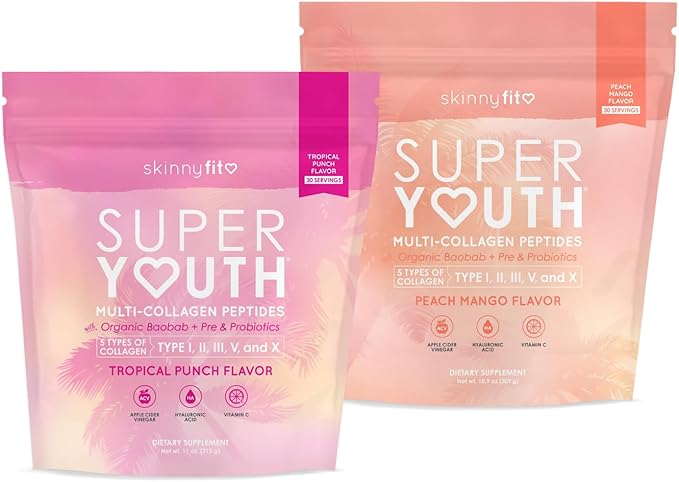 SkinnyFit Super Youth Tropical Punch &amp Super Youth Peach Mango Collagen Bundle