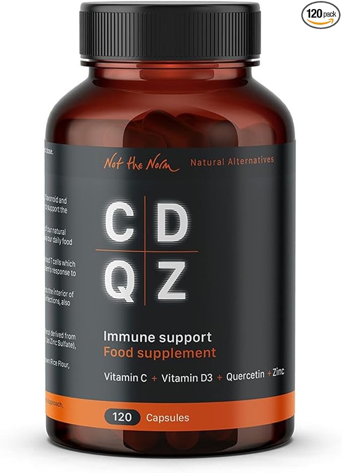 CDQZ - Quercetin Zinc Vitamin C Vitamin D3 - Immune Support - 120 Capsules - Plastic-Free Packaging