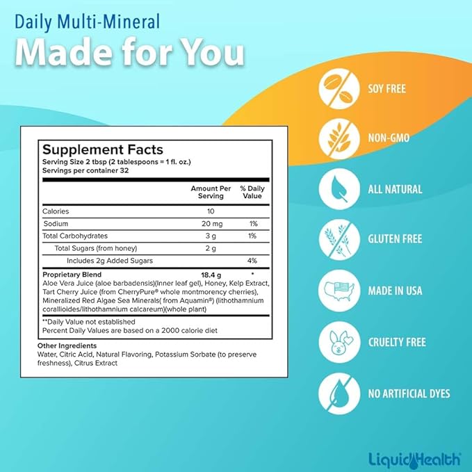 LIQUIDHEALTH Calcium Magnesium Vitamins &amp Daily Multi Minerals Liquid Supplement Bundle for Adults - Immune System Bone &amp Joint Support Improve Mobility Increase Energy - Vegan Non-GMO US