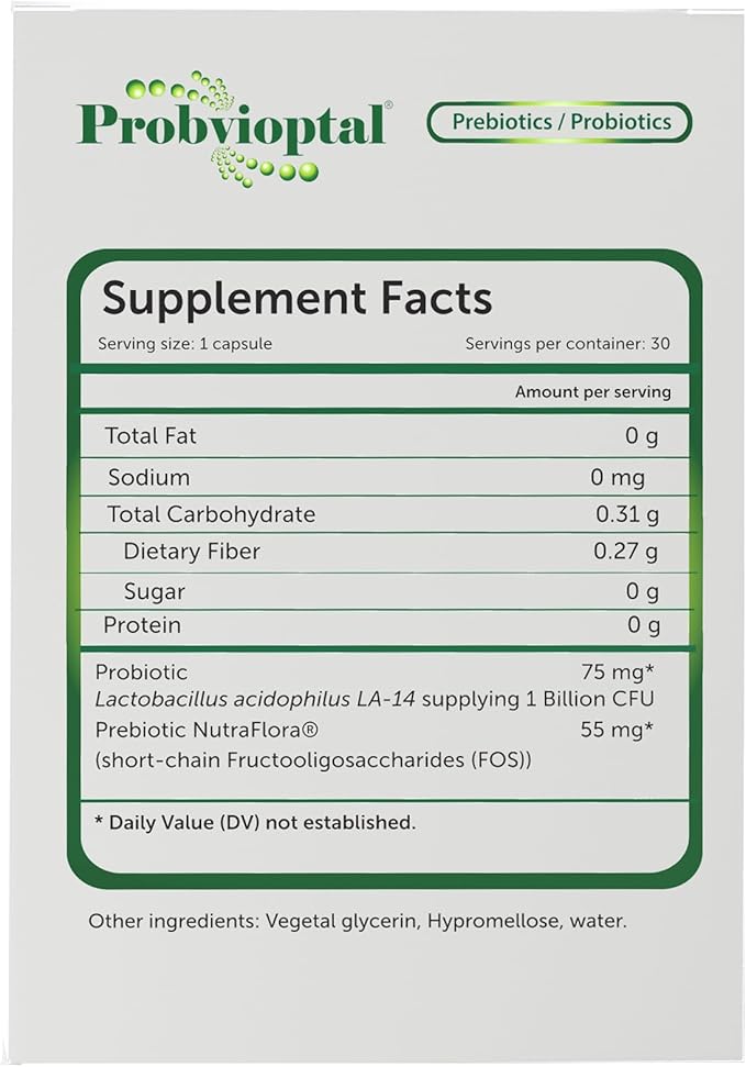 Probvioptal 30 Capsules Probiotics &amp Prebiotics Duocap 1 Billion CFU Gluten Free