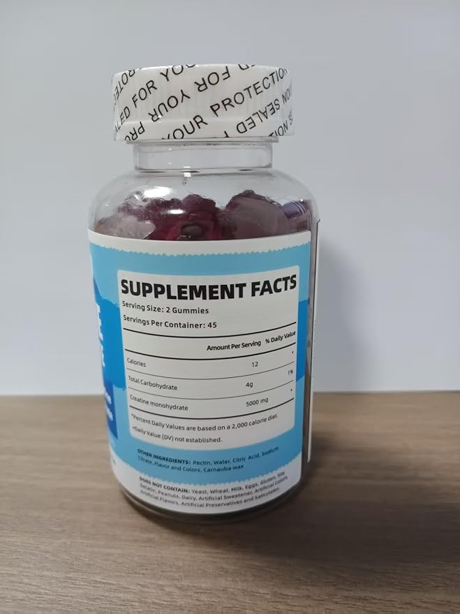 ElevateLife Creatine Monohydrate Gummies for Men &amp Women Chewables Creatine Monohydrate for Muscle Strength Muscle Builder Energy Boost Pre-Workout Supplement(90 Count)-Blueberry
