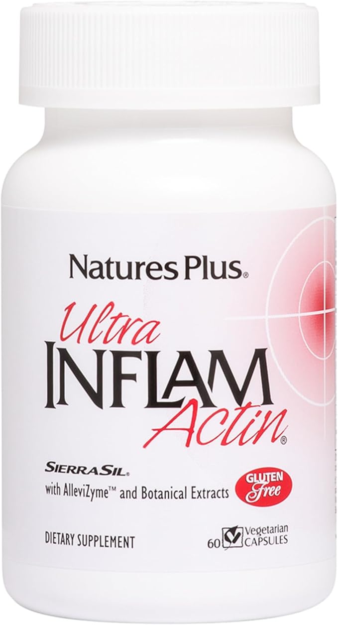 NaturesPlus Ultra InflamActin - 60 Capsules - Natural Anti-Inflammatory Supplement with Turmeric Bromelain MSM Boswellia &amp Ginger - Joint Health Support - 30 Servings