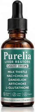 Purelia Liver Restore Drops – Complete Liver Detox Support Supplement with Milk Thistle Dandelion &amp L-Glutathione for Liver Cleanse &amp Digestion Aid Health 2 Fl Oz (1)