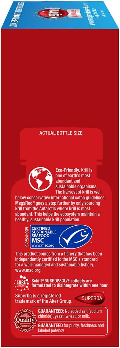 MegaRed 353mg Omega-3 Krill Oil Joint Care Supplement with EPA/DHA Fatty Acids Antioxidants Hyaluronic Acid No Fishy Burp Aftertaste as with Fish Oil 60 Count Softgels (2 Pack)
