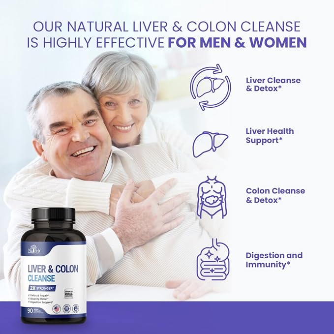 Liver &amp Colon Cleanse - 2X Stronger - Liver Cleanse Detox &amp Repair - Colon Cleanser &amp Detox - Premium Milk Thistle Supplement - Men &amp Women - Vegan 90 Capsules