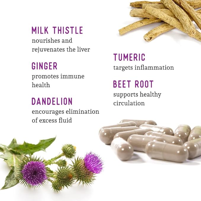 Dr. Barry's Total Liver Supplement with Milk Thistle Artichoke Dandelion Root Support Healthy Liver Function &amp Natural Cleanse Boost Immune System 60 Capsules