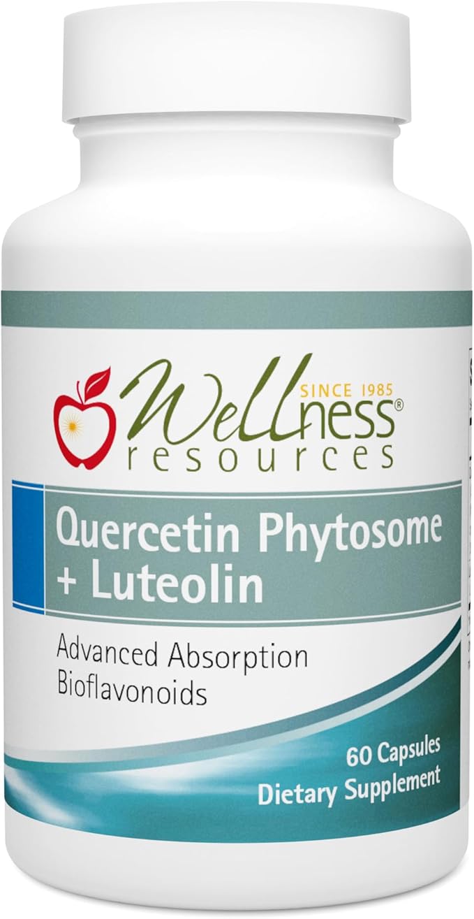 Wellness Resources Quercetin Phytosome 250 mg with Luteolin 100 mg Mast Cell Stabilizer &amp Natural Histamine Support for Seasonal Allergies NAD Support and Neuroprotective Supplement (60 Capsules