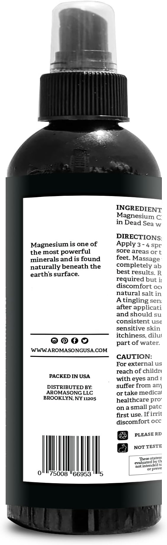 Aromasong Dead Sea Magnesium Oil Spray Bundle: 8oz Spray + 32oz Refill Bottle for Convenient and Cost-Effective Use