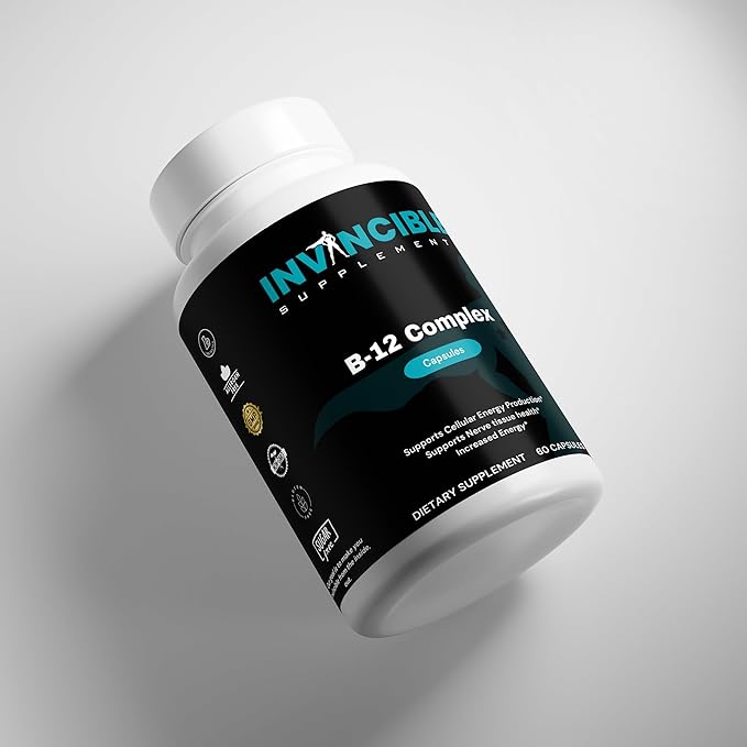 High-Potency B-12 Complex Capsules | Energy Boost Nerve Support Non-GMO &amp Allergen Free| Vitamin B12 Choline Pantothenic Acid | Supports Cellular Energy &amp Mental Clarity