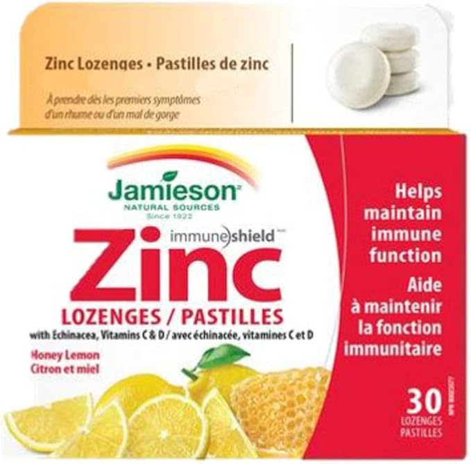 Jamieson Honey Lemon Zinc Lozenges 30 Lozenges
