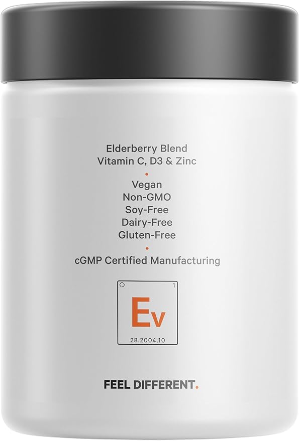 Codeage Elderberry Vitamins - Organic Fermented Elderberry Blend Vitamin C from Ascorbic Acid &amp Organic Acerola Cherries Vitamin D3 Zinc Sambucus Berries - 90 Capsules