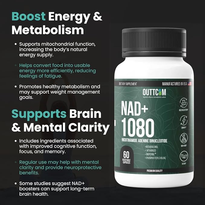 NAD+ Supplement w/Resveratrol B12 Phosphatidylcholine &amp Bioperine – 900mg NAD+ Capsule 60 Vegan Non-GMO Gluten-Free Capsules – Cellular Energy Bioavailability Liposomal Pack of 2