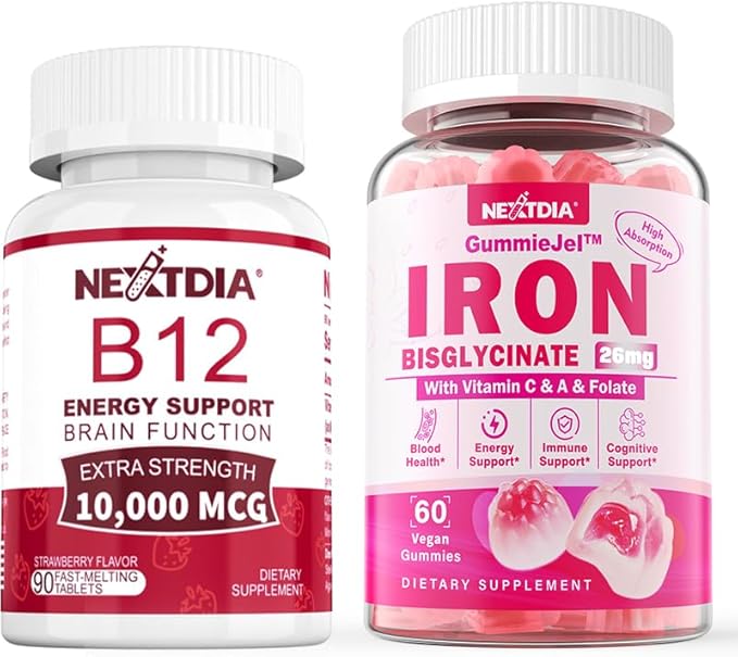 Iron Filled Gummies 26mg+ Vitamin B12 Methylcobalamin 10000 mcg Tablets