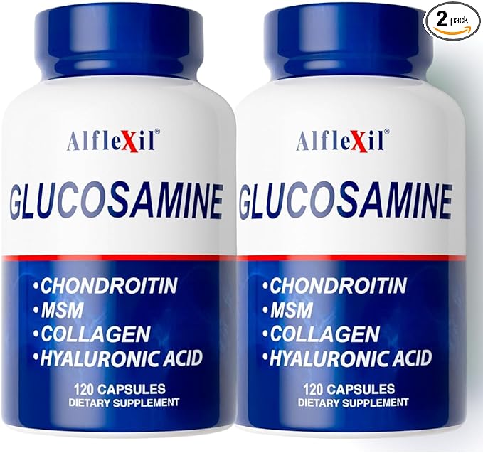 Premium Glucosamine &amp Chondroitin Nutritional Supplement - Healthy Joint Bone &amp Knee Support - Rich in MSM &amp Collagen - Organic Natural Ingredients - Made in USA - 120 Capsules - 2 Pack