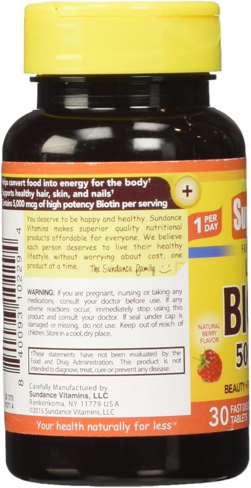 Sundance Vitamins Ultra Biotin 5000 mcg - 30 Tablets Pack of 3