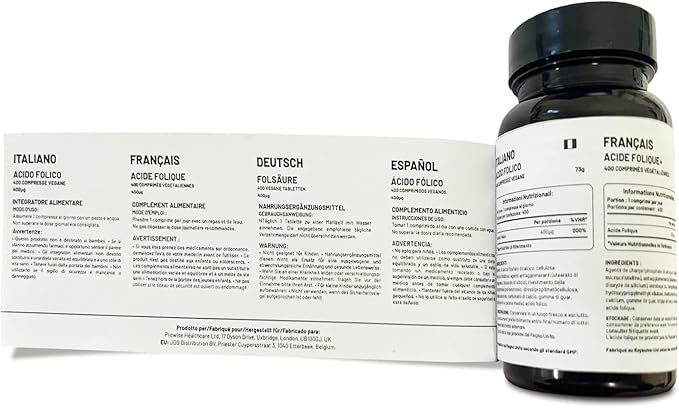 Folic Acid Tablets 400 mcg - 400 Vegan Vitamin B9 Tablets | 13 Month Supply | Vitamin B9 Pregnancy Care | Normal Function of Immune System &amp Maternal Tissue Growth During Pregnancy | UK Made – Pro