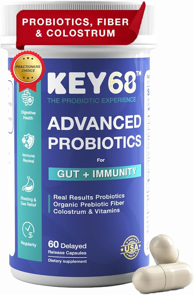Synbiotics with Colostrum | 20 Billion CFU Probiotic + Prebiotic Fiber | Women’s Pre &amp Probiotics for Gut Health Digestive Balance Immune &amp Bloating Support | 60 Capsules | Lab-Tested