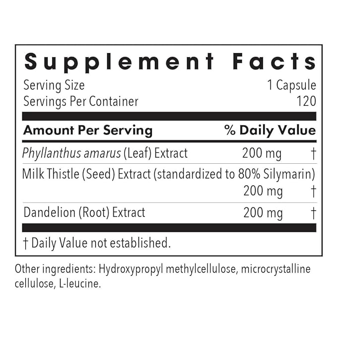 Allergy Research Group Milk Thistle Plus Supplement - Liver Health Support Milk Thistle Dandelion Detox Cleanse Vegetarian Capsules - 120 Count