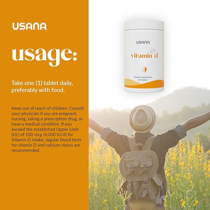 USANA Vitamin D Maximum-Strength 2000 IU Vitamin D Supplement to Support an Already Healthy Immune System* - 84 Tablets