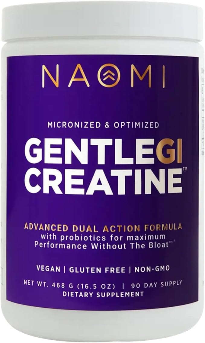 NAOMI Gentle GI Creatine with OPTIBIOME® Gut-Friendly Creatine Monohydrate for Muscle Strength Recovery &amp Mental Focus Non-GMO Clean Daily Creatine Supplement for Men &amp Women